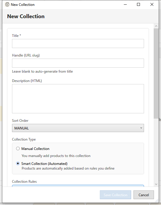 Smart Collection Editor
