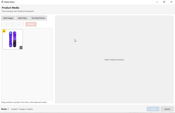 Media editor with images and videos