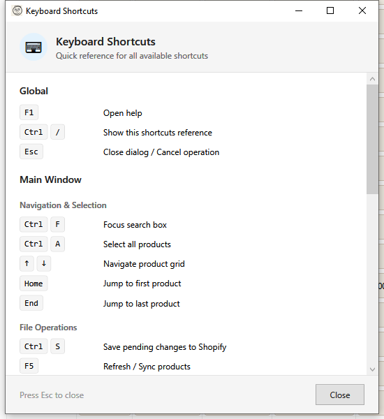 Keyboard Shortcuts